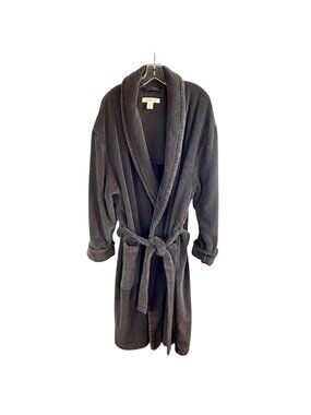 Tommy Bahama Hawaii Mens Terry Cloth Bathrobe L/XL Gray Embroidered Hula Girl